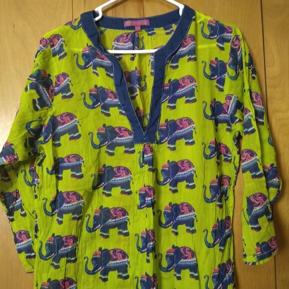 Macbeth Collection by Margaret Josephs 3/4 Sleeve Semi Sheer Elephant Swim Cover - Picture 3 of 7